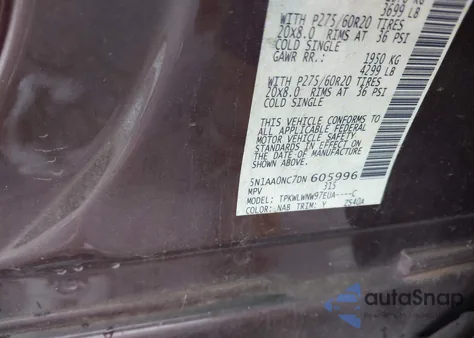 2013 Nissan Armada Platinum from USA, damaged, VIN 5N1AA0NC7DN605996